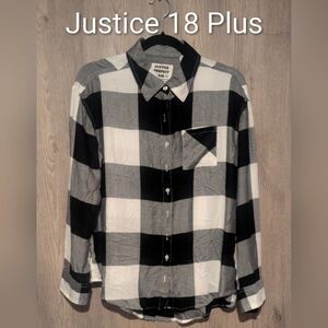Justice Monochrome Checkered Button-Up